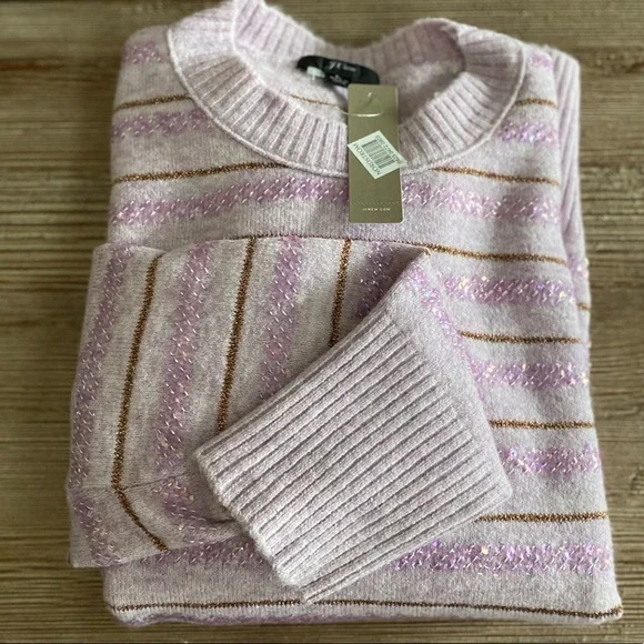 J. Crew Sequin Stripe Supersoft Yarn Sweater - Picture 6 of 9
